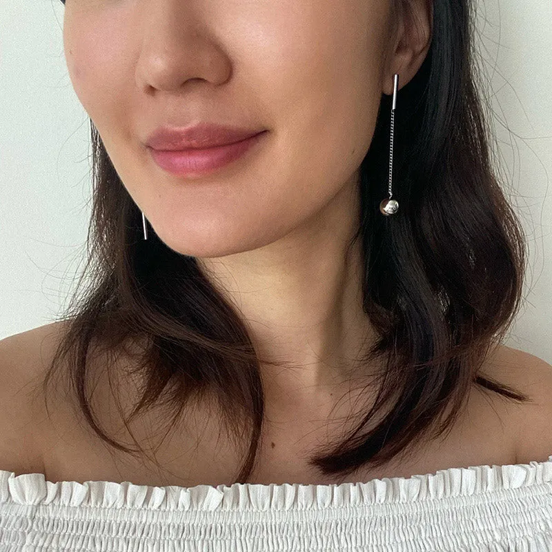 Asymmetry Glide Long Chain Earrings