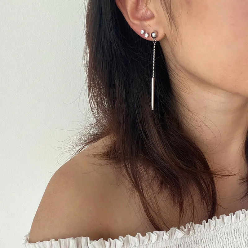 Asymmetry Glide Long Chain Earrings