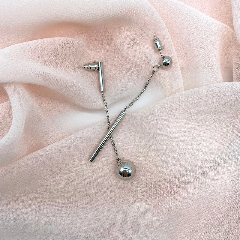 Asymmetry Glide Long Chain Earrings