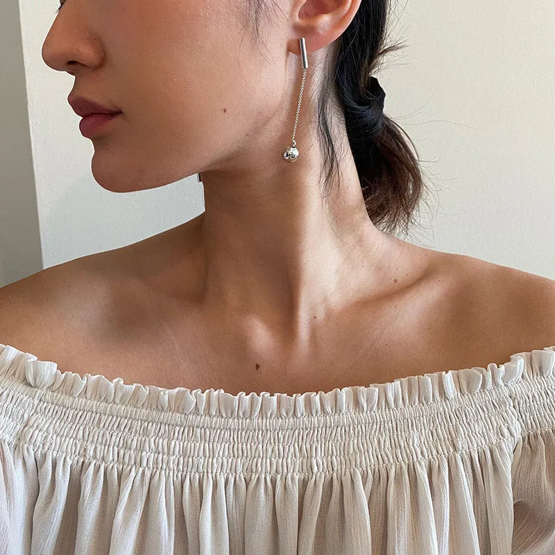 Asymmetry Glide Long Chain Earrings