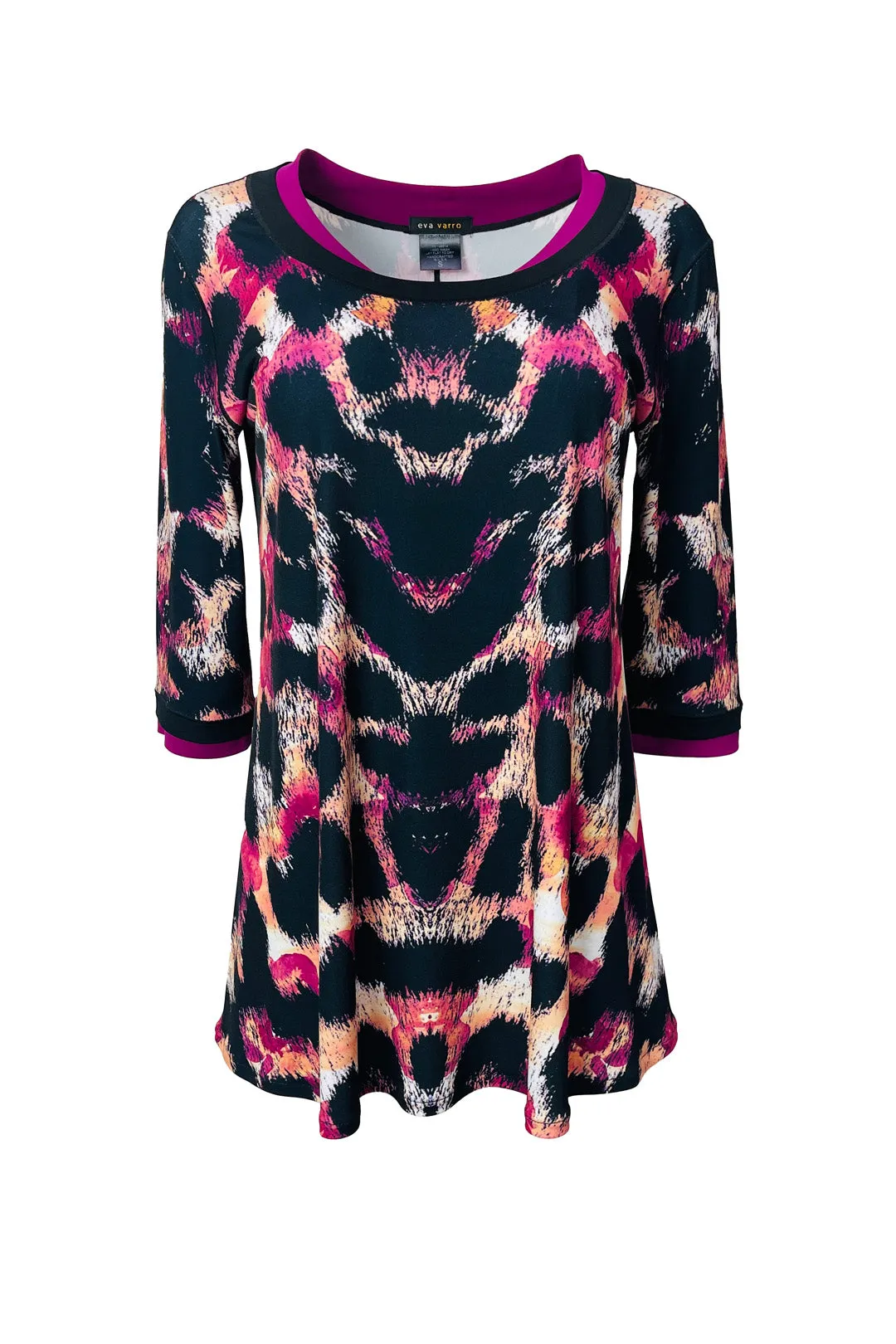 Banded neck 3/4 sleeve single layered tunic