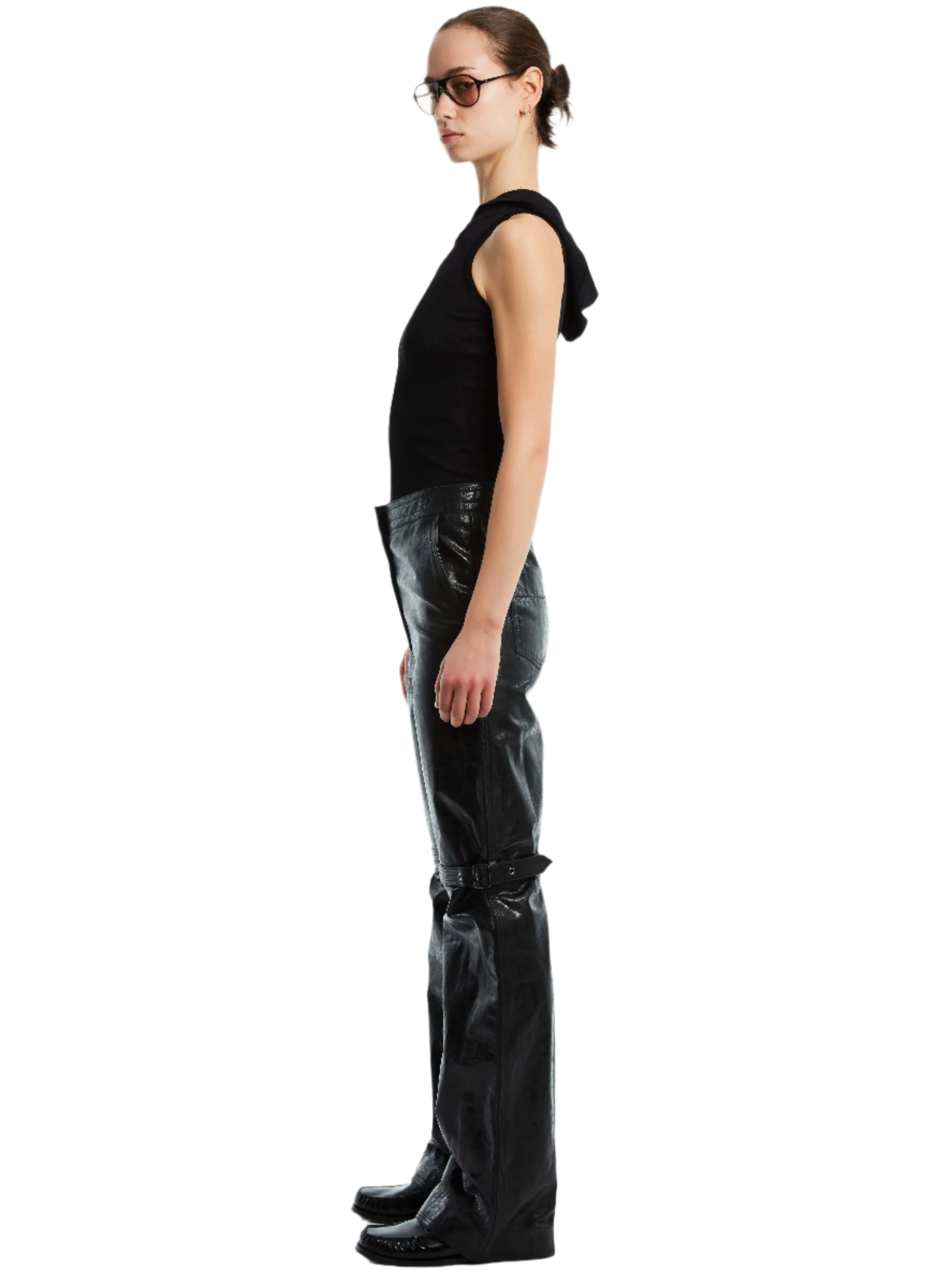 BELTED LEATHER PANT
