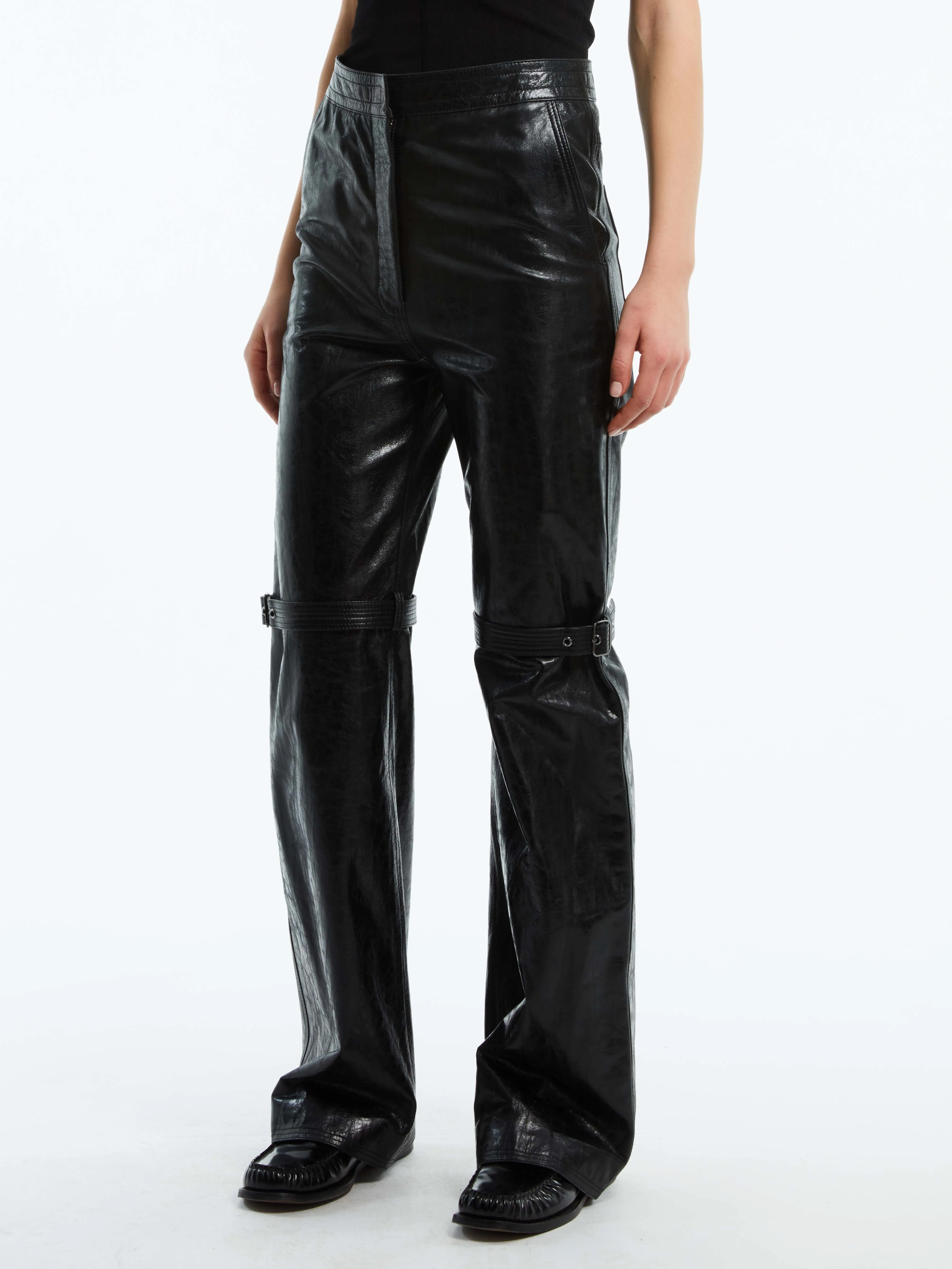 BELTED LEATHER PANT
