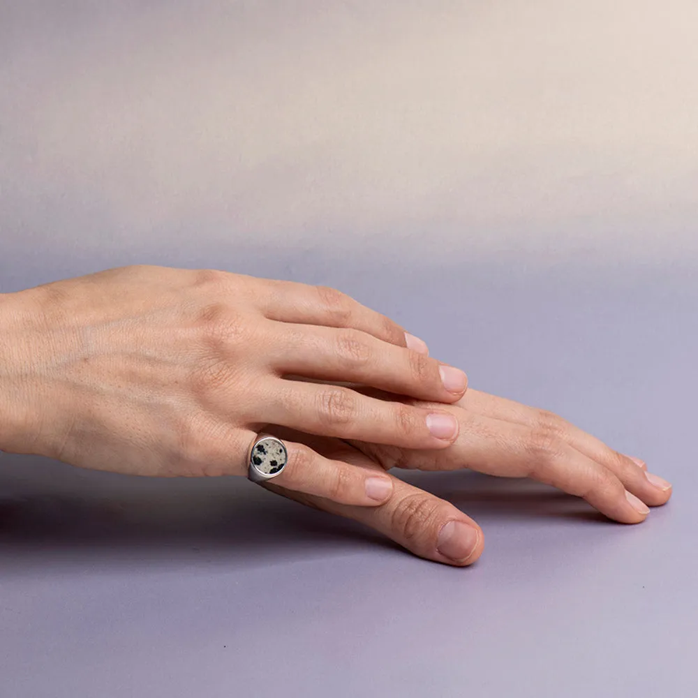 Dalmatian Jasper Pinky Ring