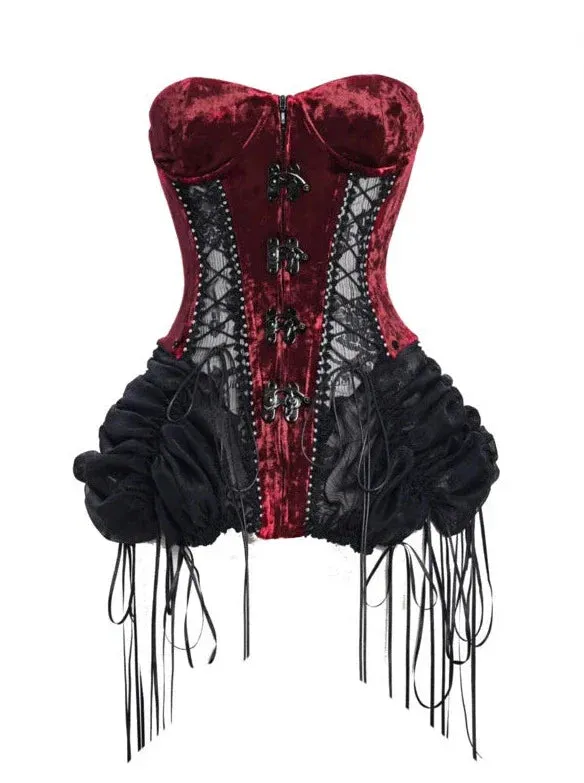 Dark Alice Dress Hell Fishbone Straps Corset Set Gothic Tulle