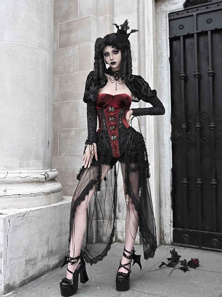 Dark Alice Dress Hell Fishbone Straps Corset Set Gothic Tulle