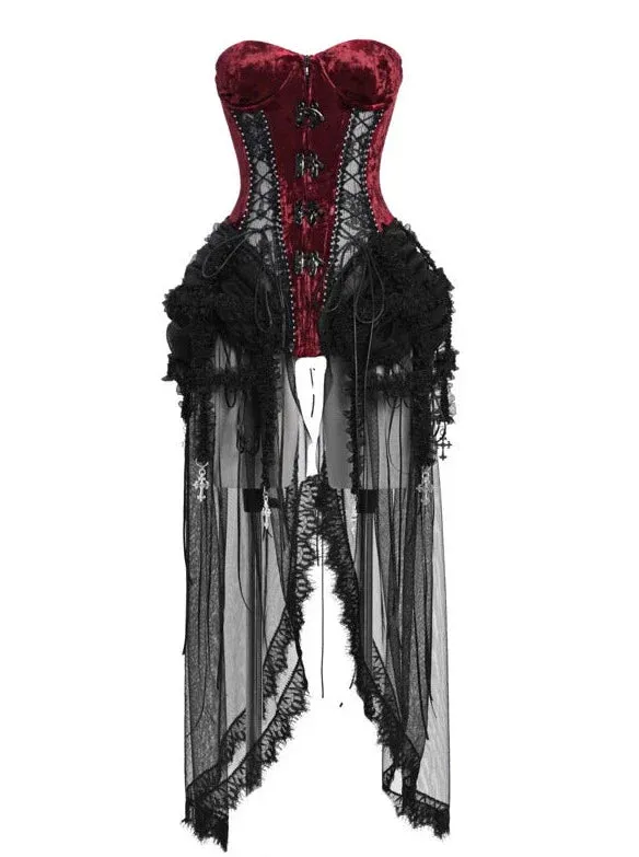 Dark Alice Dress Hell Fishbone Straps Corset Set Gothic Tulle