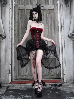 Dark Alice Dress Hell Fishbone Straps Corset Set Gothic Tulle