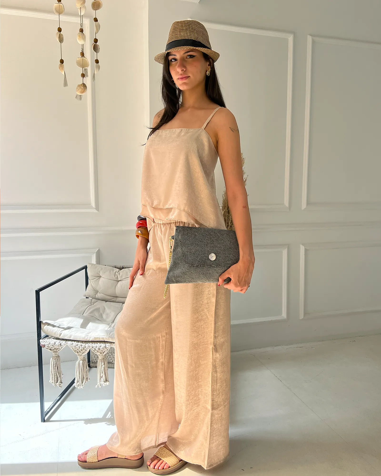 Gold Tie Flowy Top