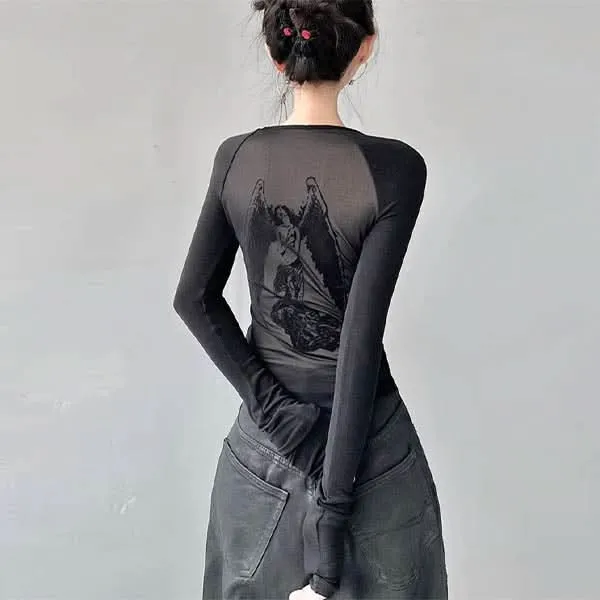Gothic Angel Mesh Long Sleeve