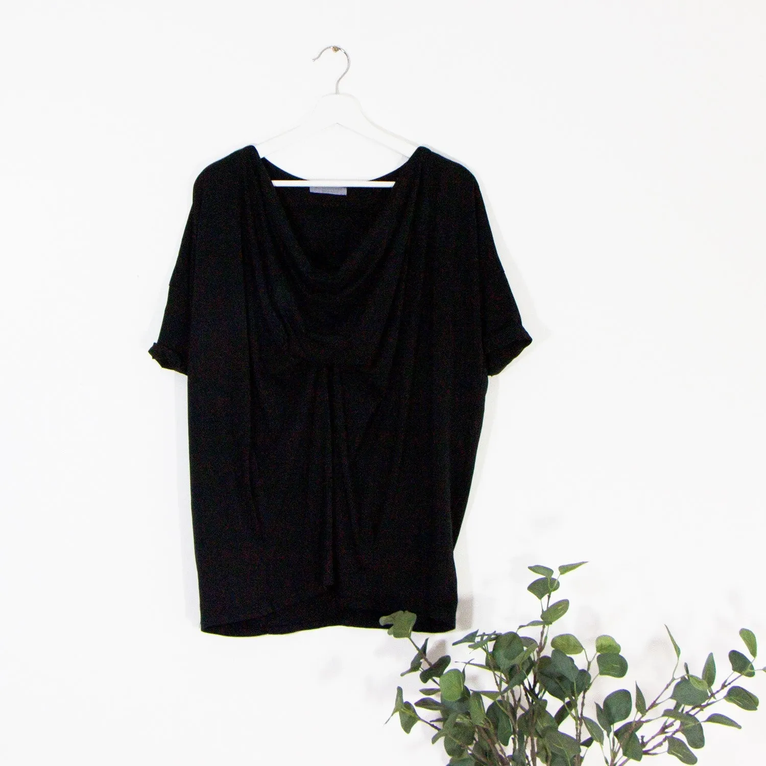 Half sleeve edgy waterfall stitch detail jersey top