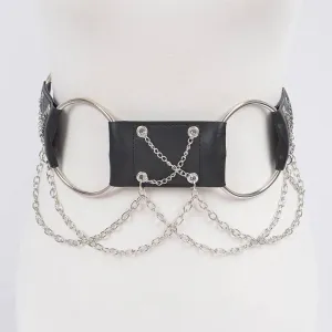 Hoop and Pleather Belt with Chains