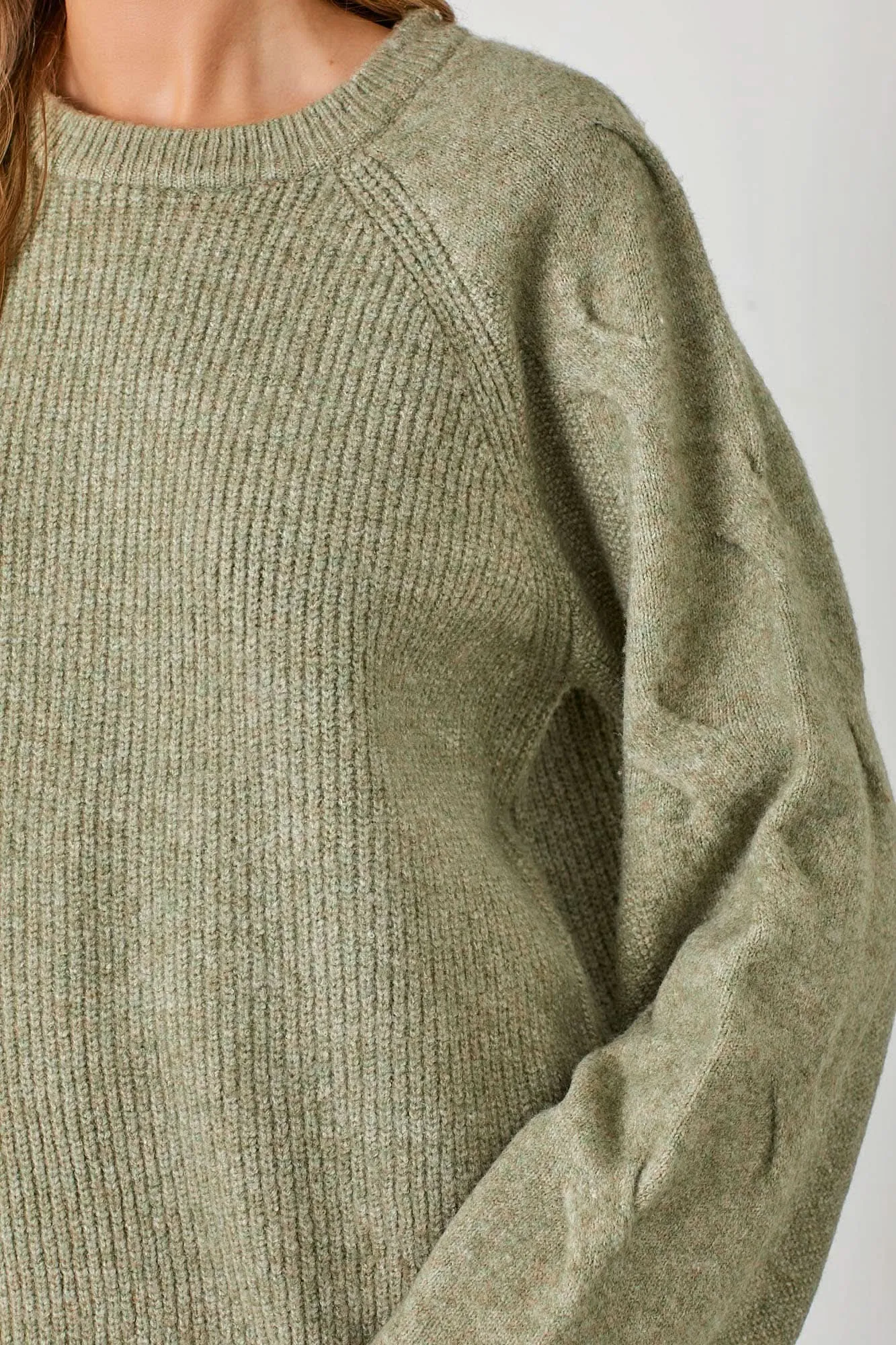 Light Olive Speckled Knit Pullover