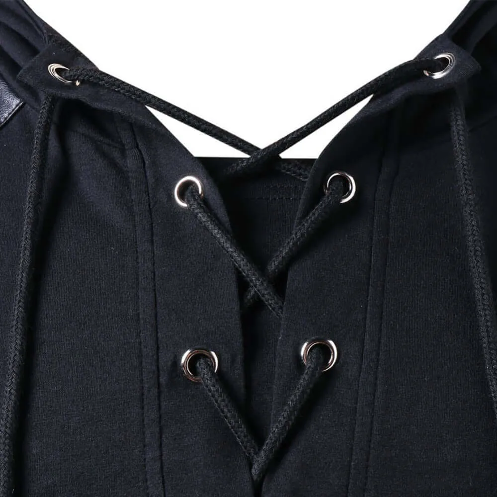 Men's Gothic Lace-Up Sweater: Edgy Style & Comfort