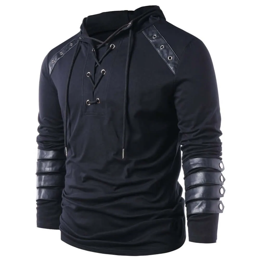 Men's Gothic Lace-Up Sweater: Edgy Style & Comfort