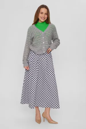 Numph Rietta Pointelle Cardigan in Medium Grey