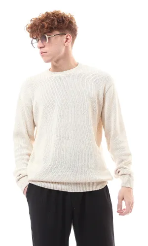 O174207 Ivory Slip On Standard Fit Knitted Pullover