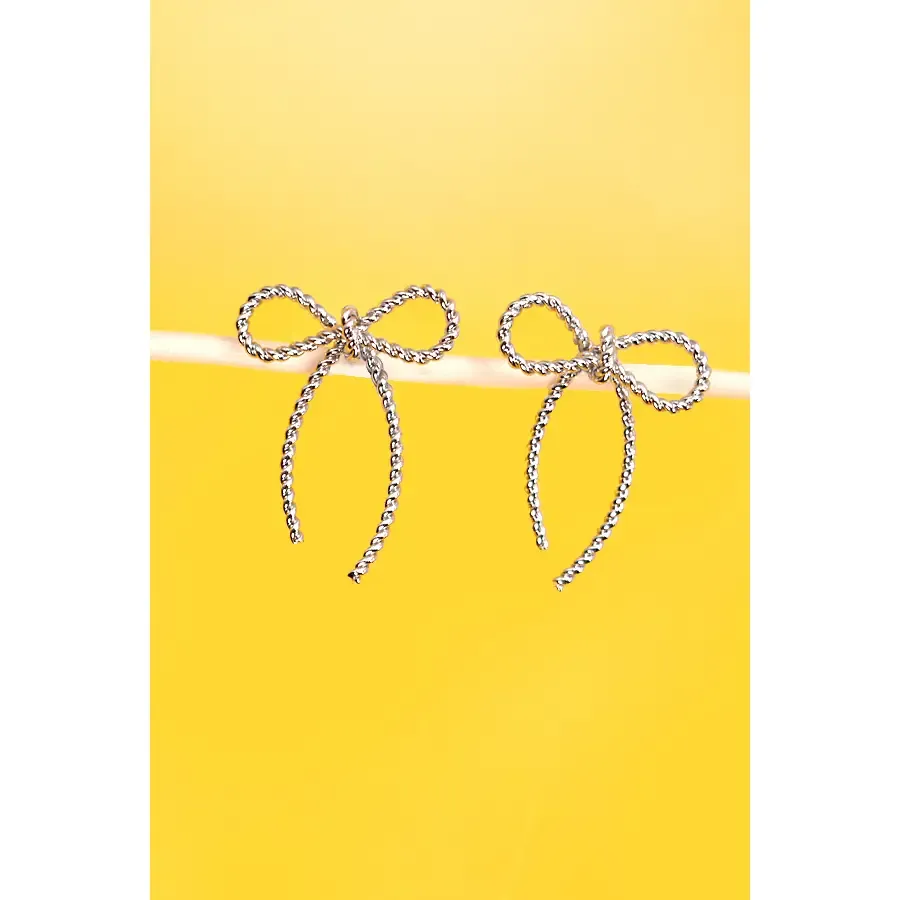 Silver Rope Bow Earrings