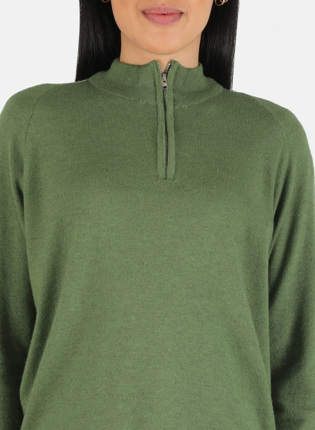 Women Green Self Design Pullover