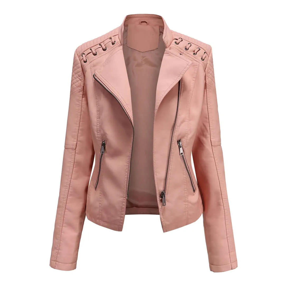 Women's PU Leather Motorcycle Jacket: Edgy Style & Comfort