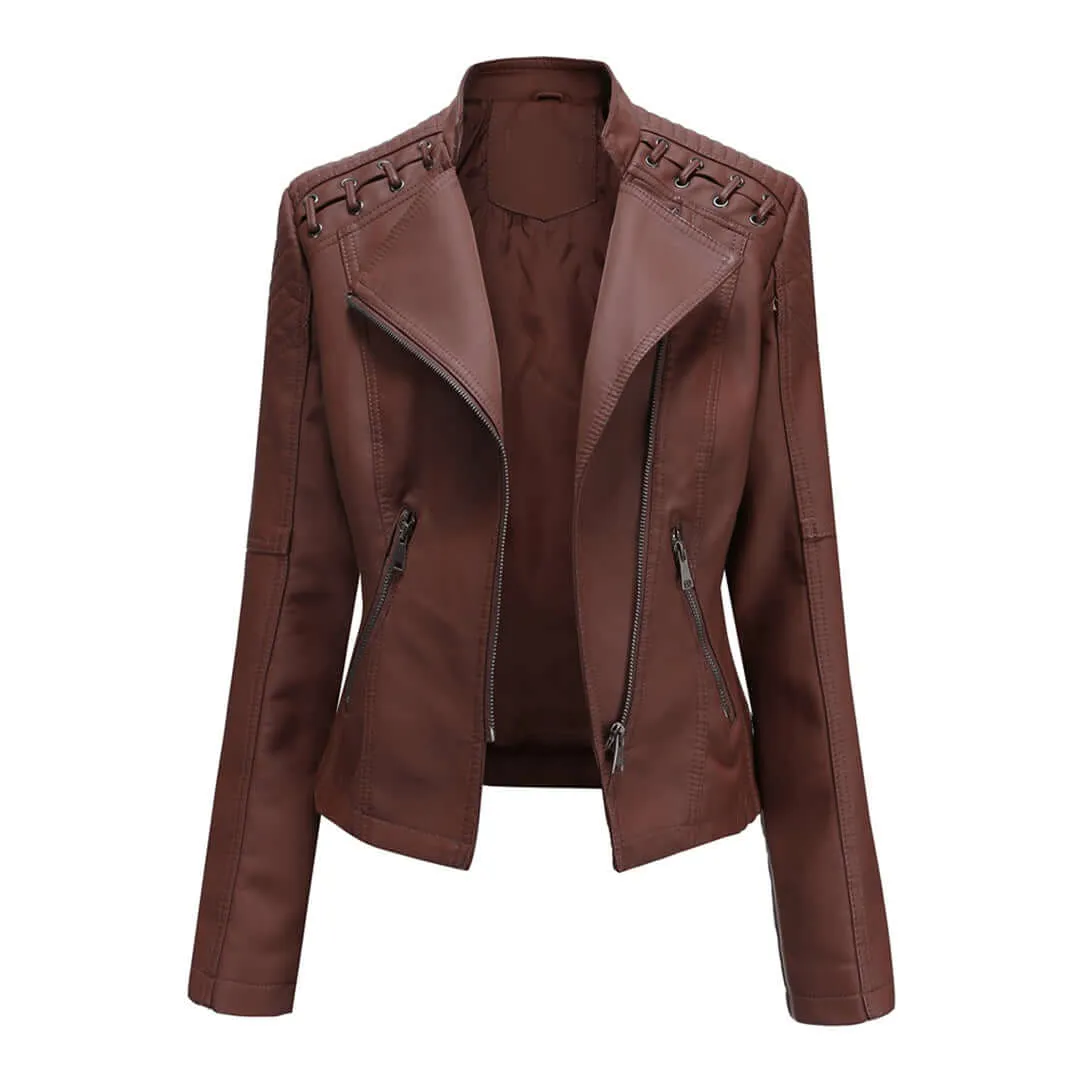 Women's PU Leather Motorcycle Jacket: Edgy Style & Comfort