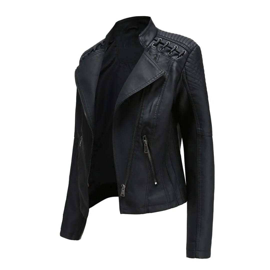 Women's PU Leather Motorcycle Jacket: Edgy Style & Comfort
